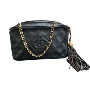 Chanel Vintage Early 1990s Black Lambskin CC Camera Bag Mini – Gold Hardware